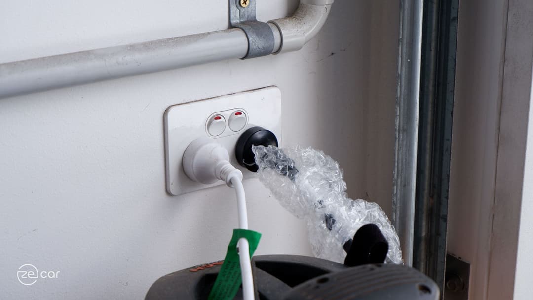 Charging at home using a power point Charging at home using a power point