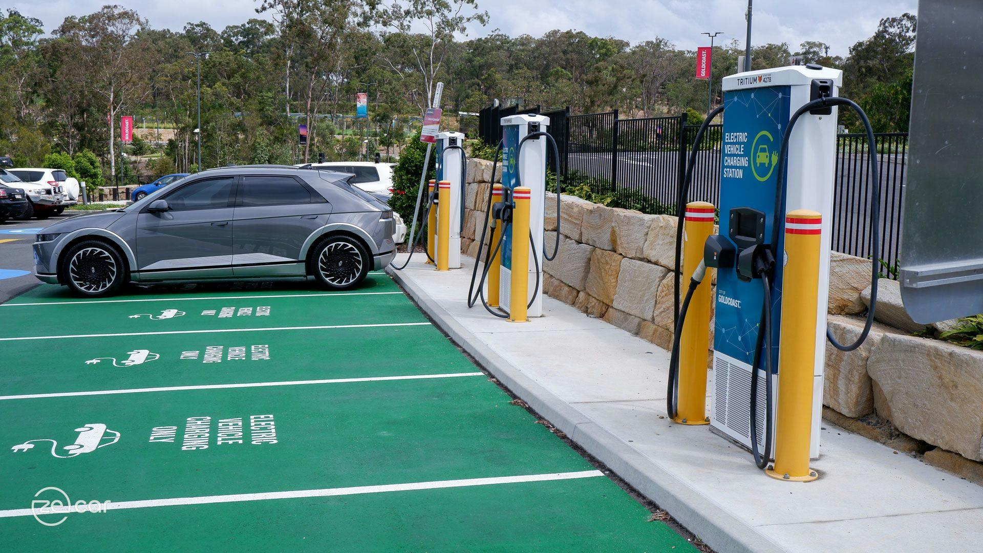 Hyundai Ioniq 5 charging on Gold Coast City Council Chargefox station