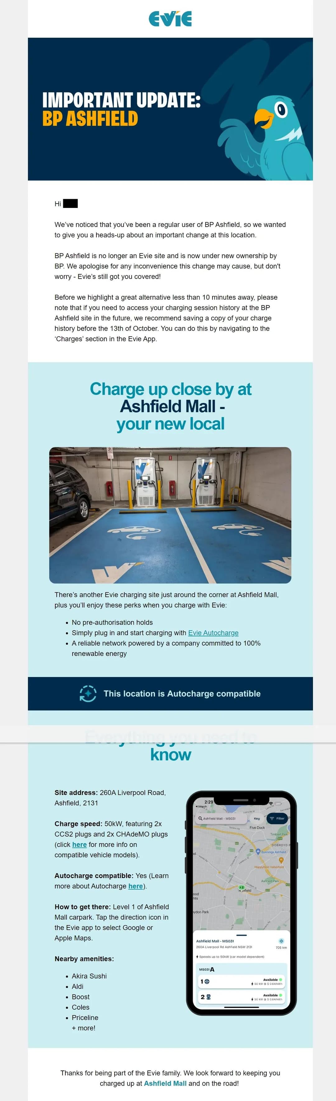 Evie email to Ashfield customers Evie email to Ashfield customers