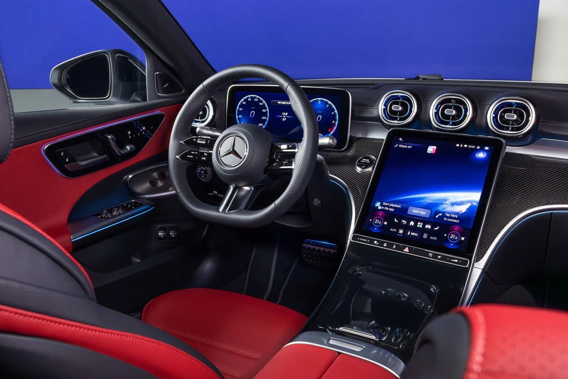2027 Mercedes-Benz C-Class interior with dual digital displays 2027 Mercedes-Benz C-Class interior with dual digital displays