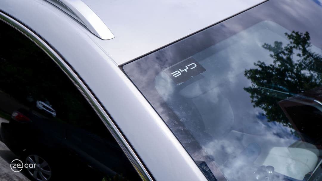 BYD sticker on BYD Atto 3 windscreen BYD sticker on BYD Atto 3 windscreen