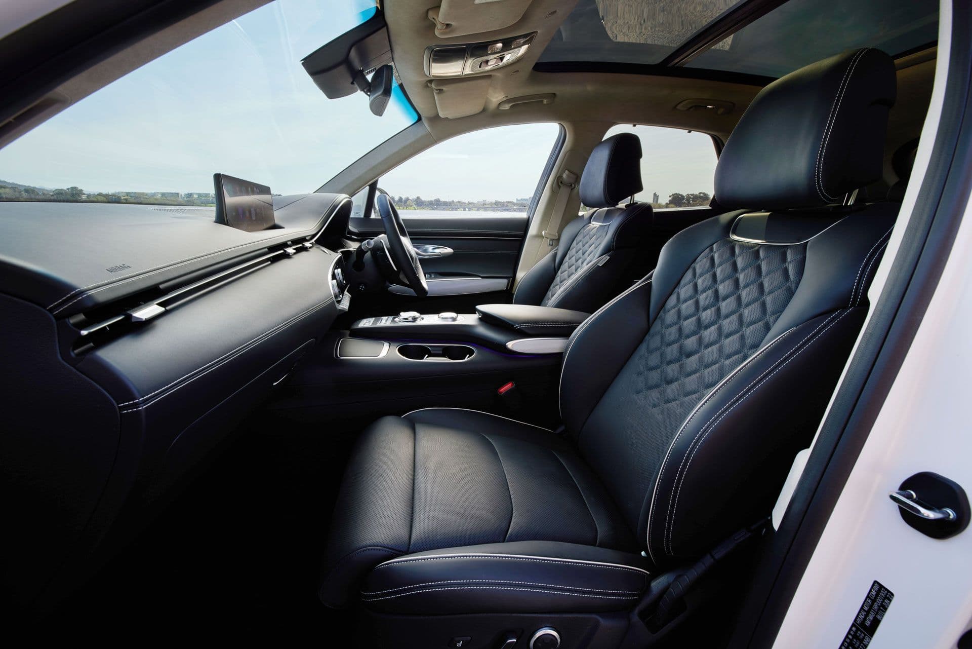 Genesis Electrified GV70 black interior front seats Genesis Electrified GV70 black interior front seats