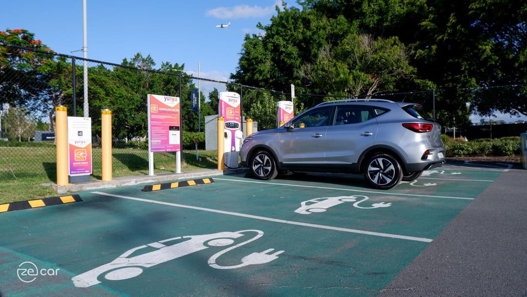 MG ZS EV charging at Chargefox public charger MG ZS EV charging at Chargefox public charger