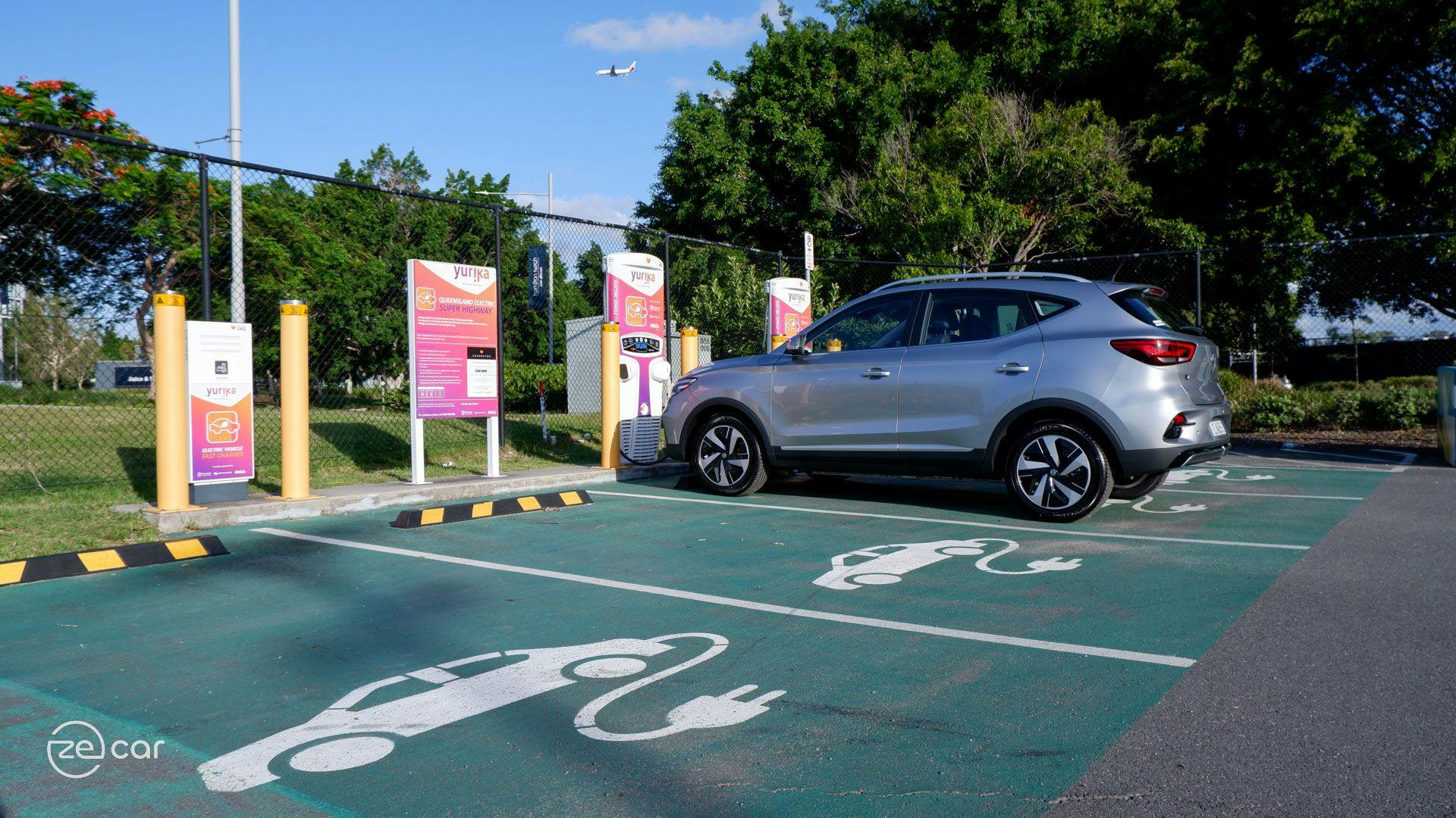 MG ZS EV charging at Chargefox public charger