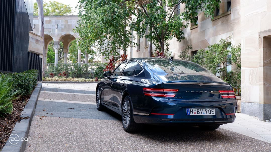 Genesis Electrified G80 front charging port and rear view