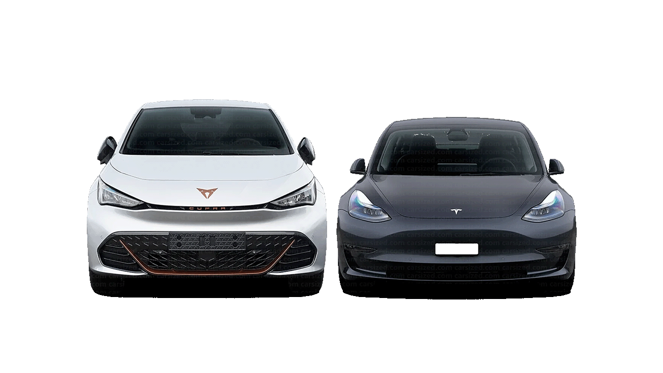 Cupra Born vs Tesla Model 3 front