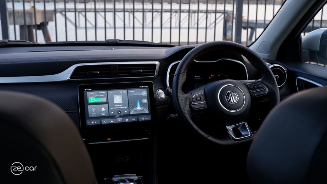 MG ZS EV interior touchscreen and steering wheel MG ZS EV interior touchscreen and steering wheel