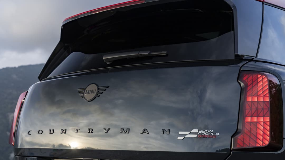 MINI Countryman JCW rear quarter view zoomed in MINI Countryman JCW rear quarter view zoomed in
