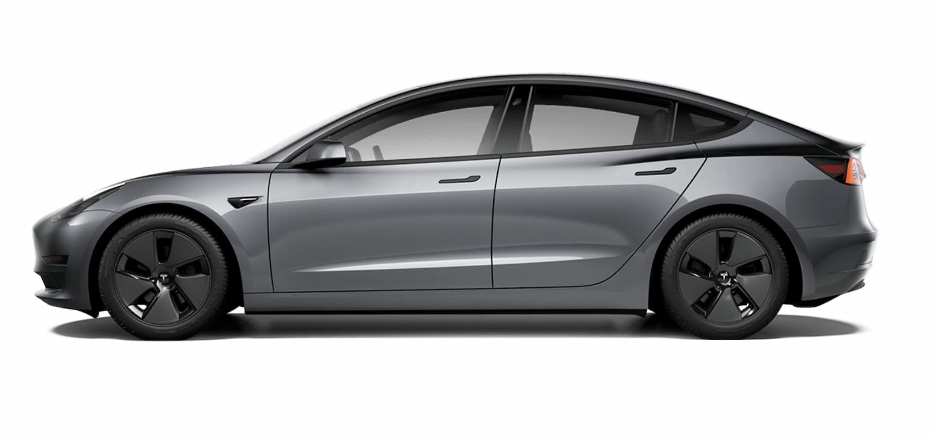 Grey Tesla Model 3 Long Range side view