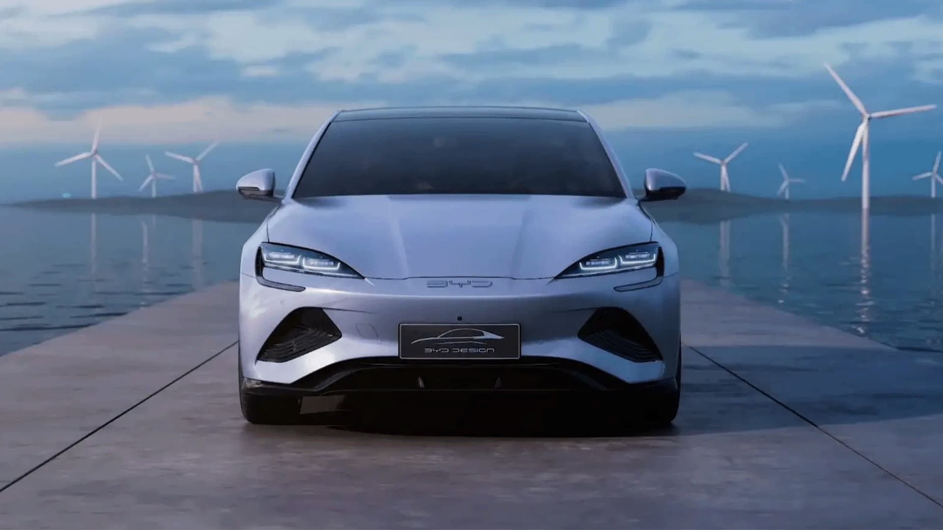 BYD Seal front view by a river BYD Seal front view by a river