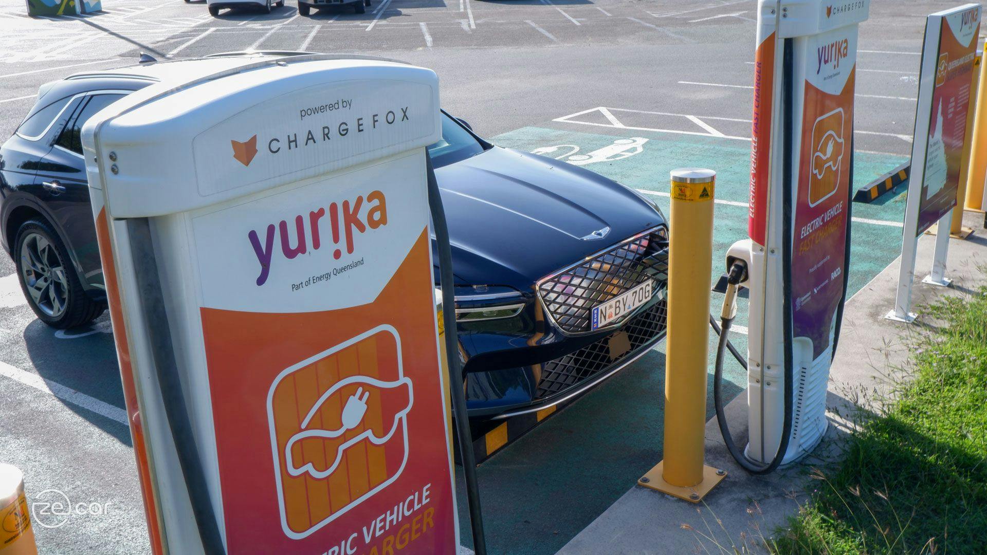 Genesis Electrified GV70 at QESH Chargefox fast charging station