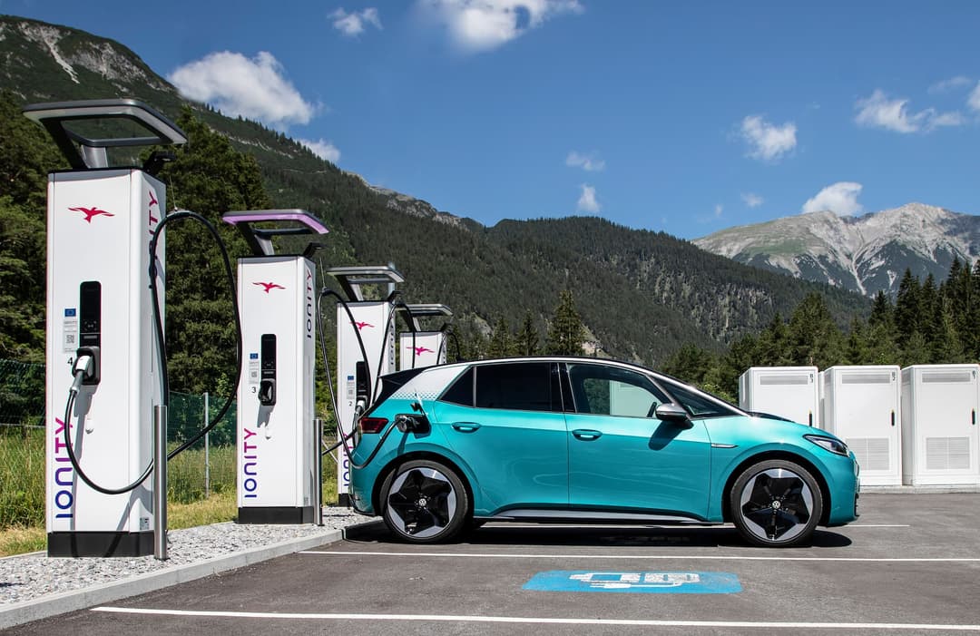 Volkswagen ID.3 electric hatch fast charging at Ionity station Volkswagen ID.3 electric hatch fast charging at Ionity station