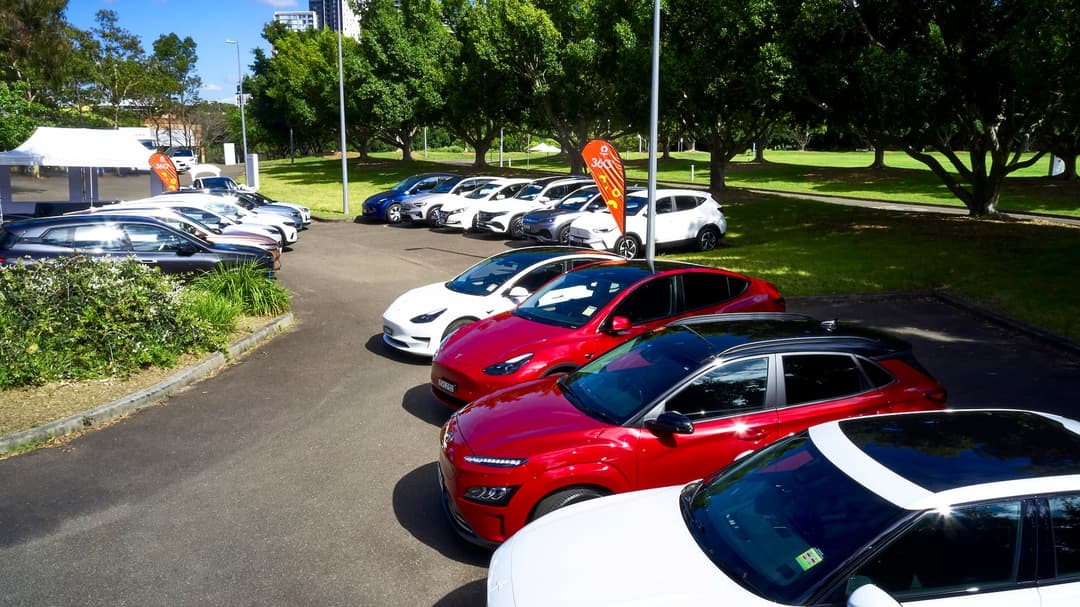 EVs parked at Origin EV 360 Drive Day EVs parked at Origin EV 360 Drive Day