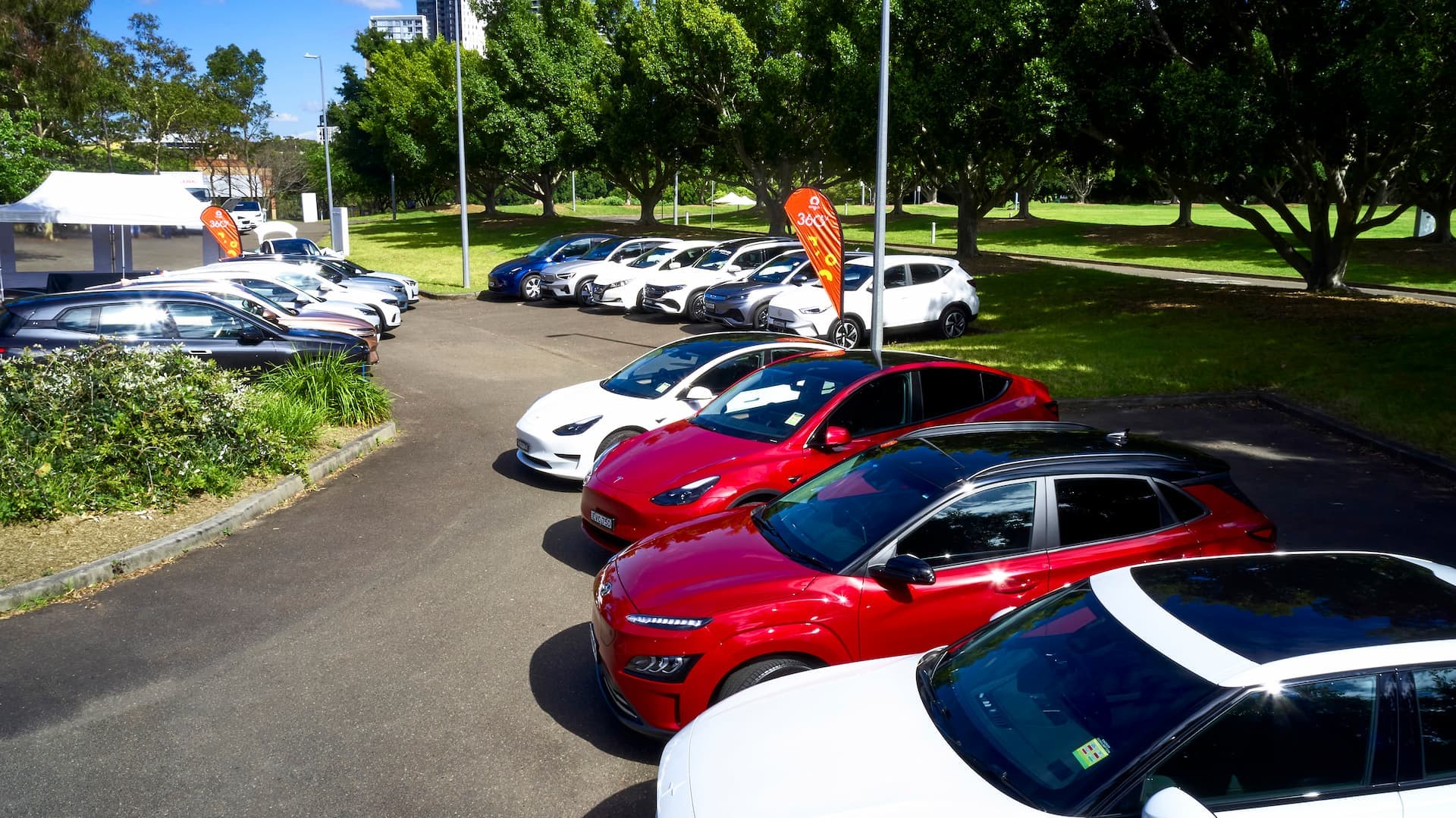 EVs parked at Origin EV 360 Drive Day EVs parked at Origin EV 360 Drive Day