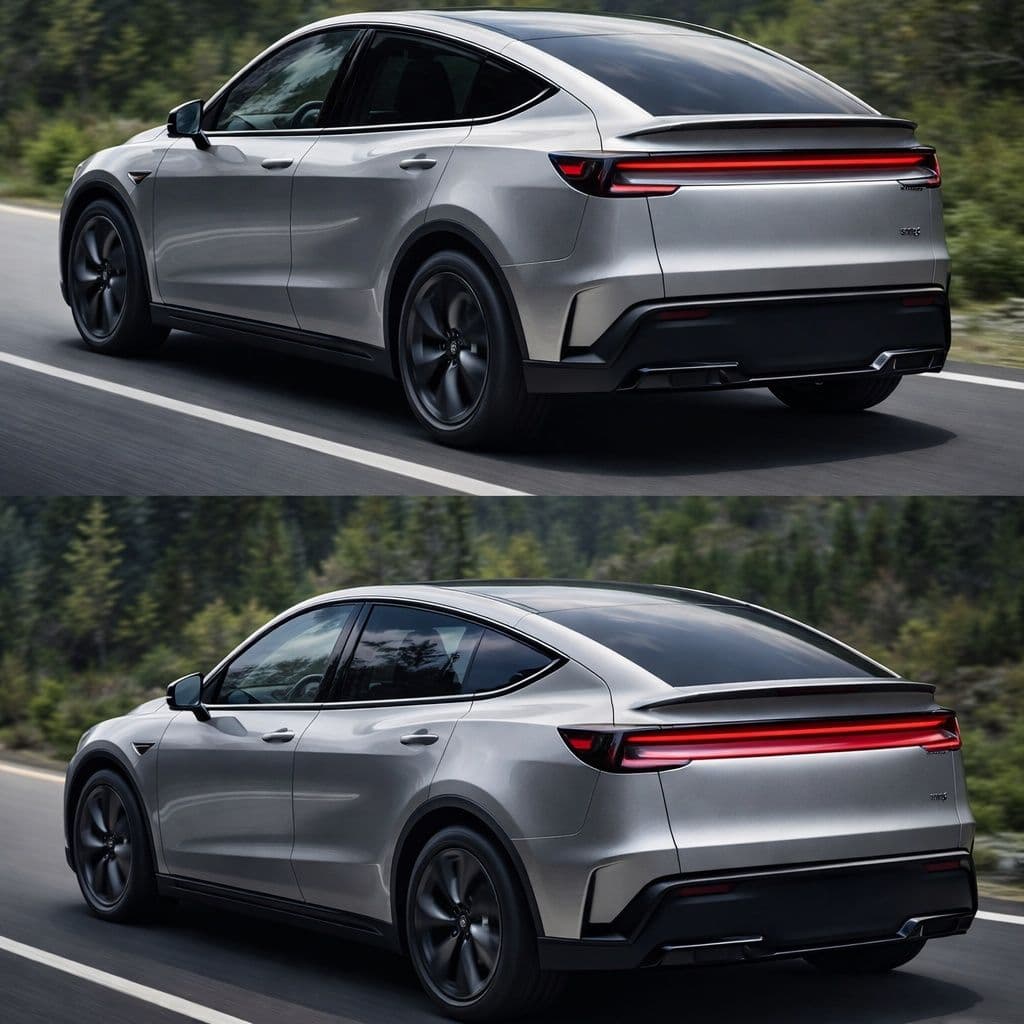 Tesla Model Y L and Model Y Long Range rear view Tesla Model Y L and Model Y Long Range rear view