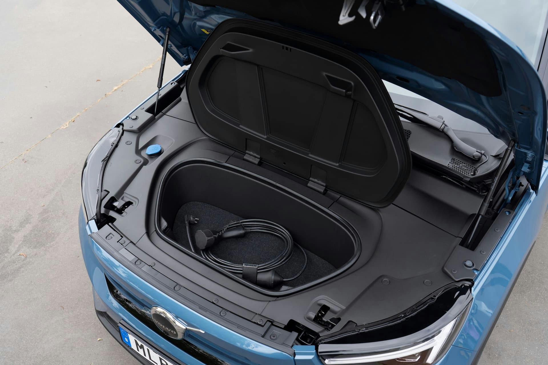 Volvo C40 frunk storage with charging cable inside