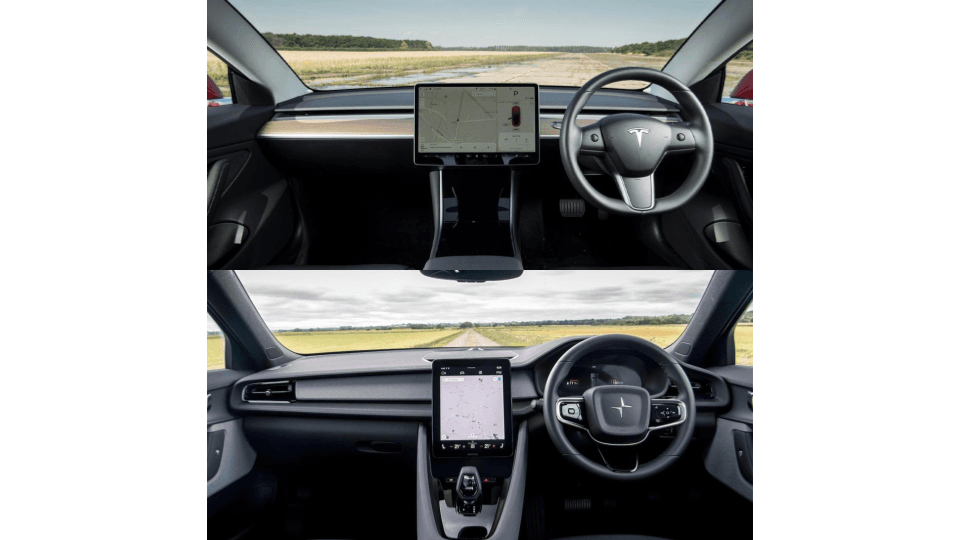 Tesla Model 3 vs Polestar 2 interior Tesla Model 3 vs Polestar 2 interior
