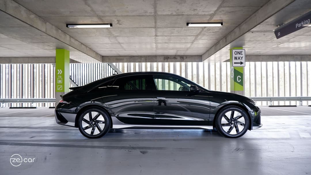 Hyundai Ioniq 6 side profile at car park Hyundai Ioniq 6 side profile at car park