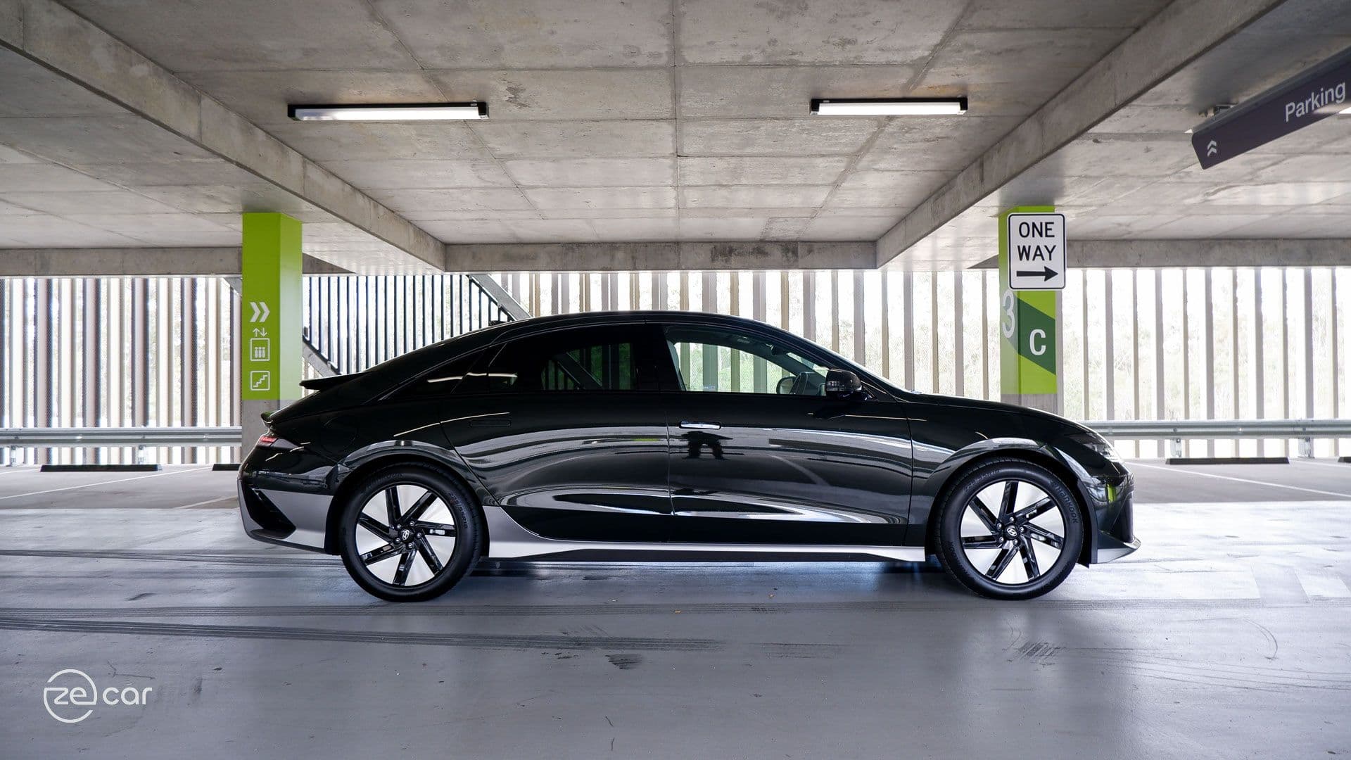 Hyundai Ioniq 6 side profile at car park Hyundai Ioniq 6 side profile at car park