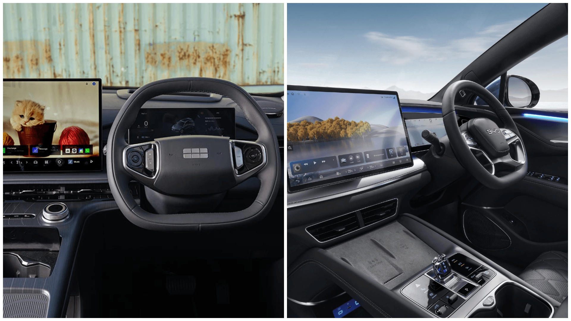 BYD Sealion 7 vs Geely EX5 infotainment screen BYD Sealion 7 vs Geely EX5 infotainment screen