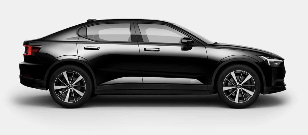 Black Polestar 2 side view Black Polestar 2 side view