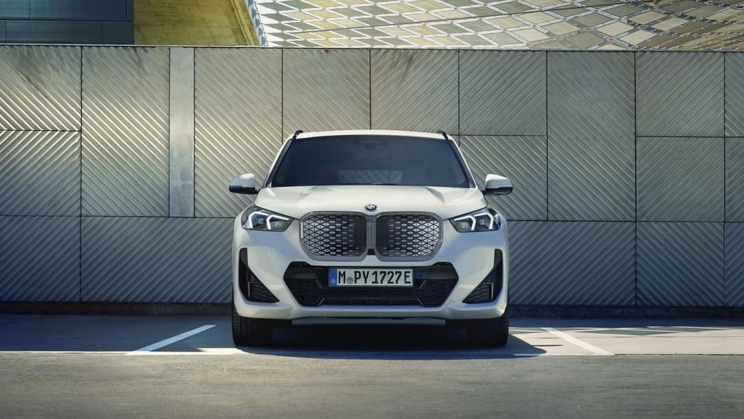 BMW iX1 front profile showing updated 2026 model BMW iX1 front profile showing updated 2026 model