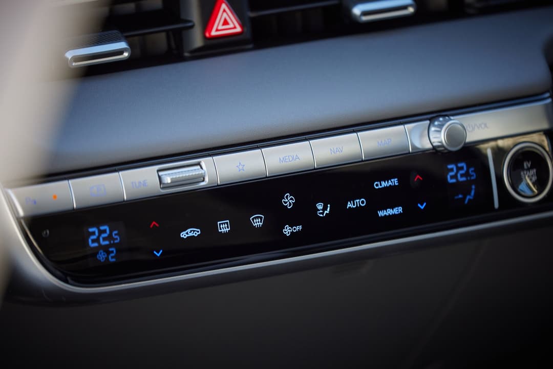 Hyundai Ioniq 5 HVAC controls and V2L charging bike