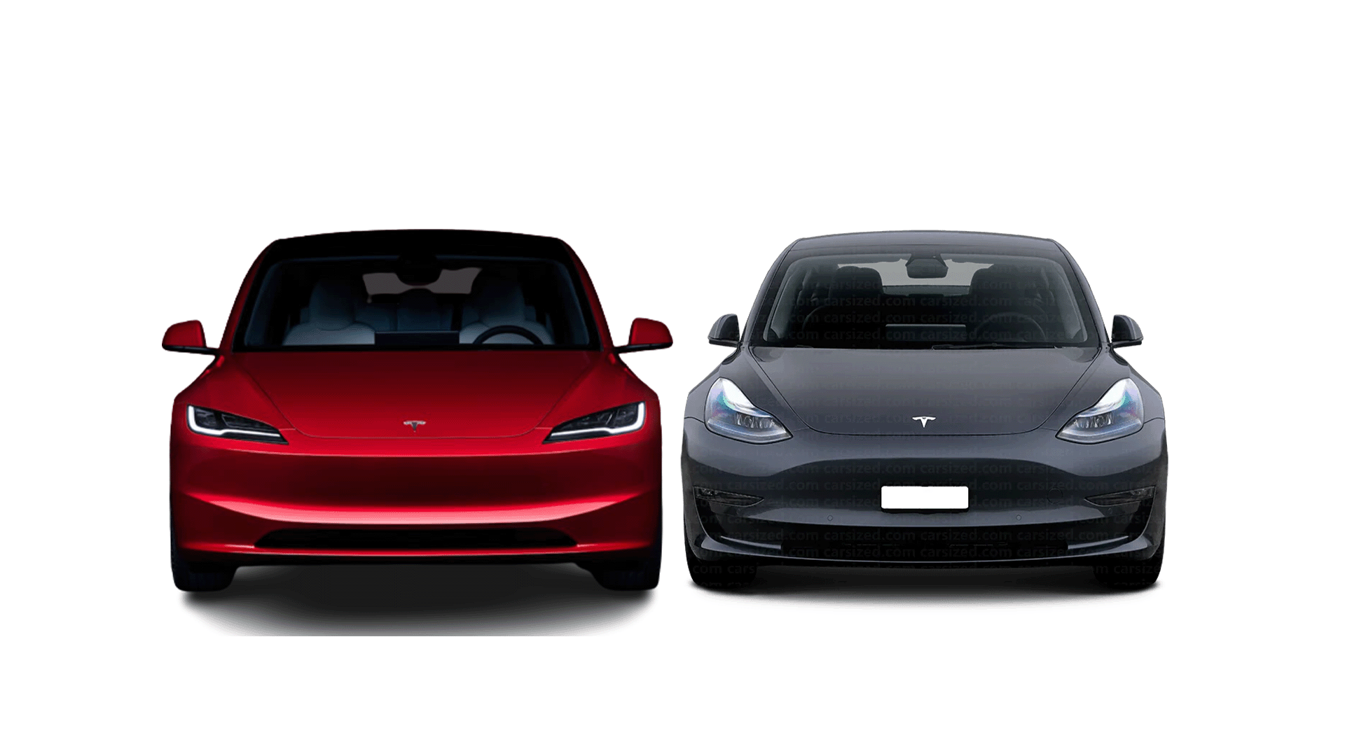 2024 Tesla Model 3 vs 2023 Tesla Model 3 Facelift Comparison (Front)
