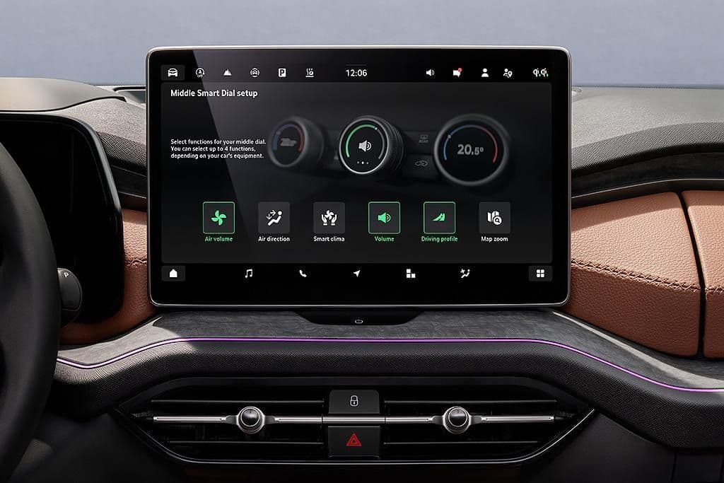 2026 Skoda Kodiaq PHEV front seats with heated and power-adjustable functionality, showing premium upholstery and spacious cabin design 2026 Skoda Kodiaq PHEV front seats with heated and power-adjustable functionality, showing premium upholstery and spacious cabin design