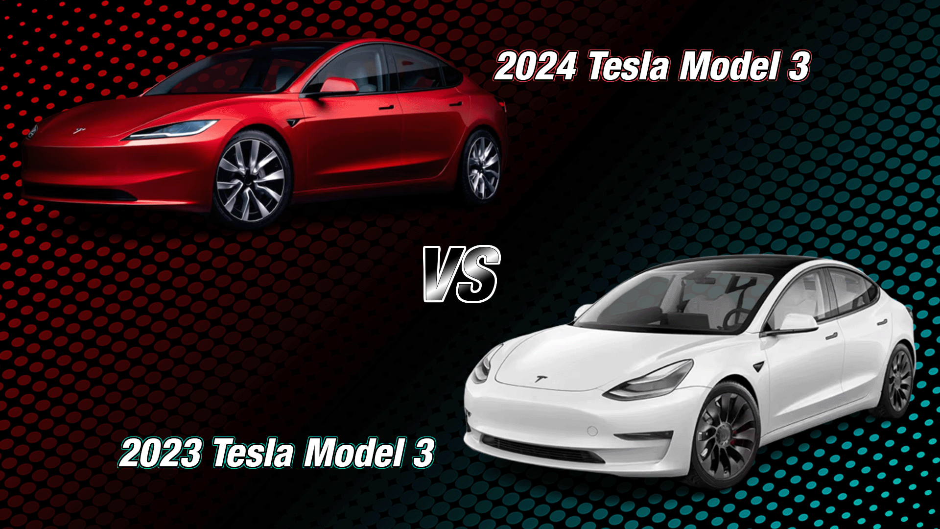 2024 vs 2023 Tesla Model 3 Angled Front View