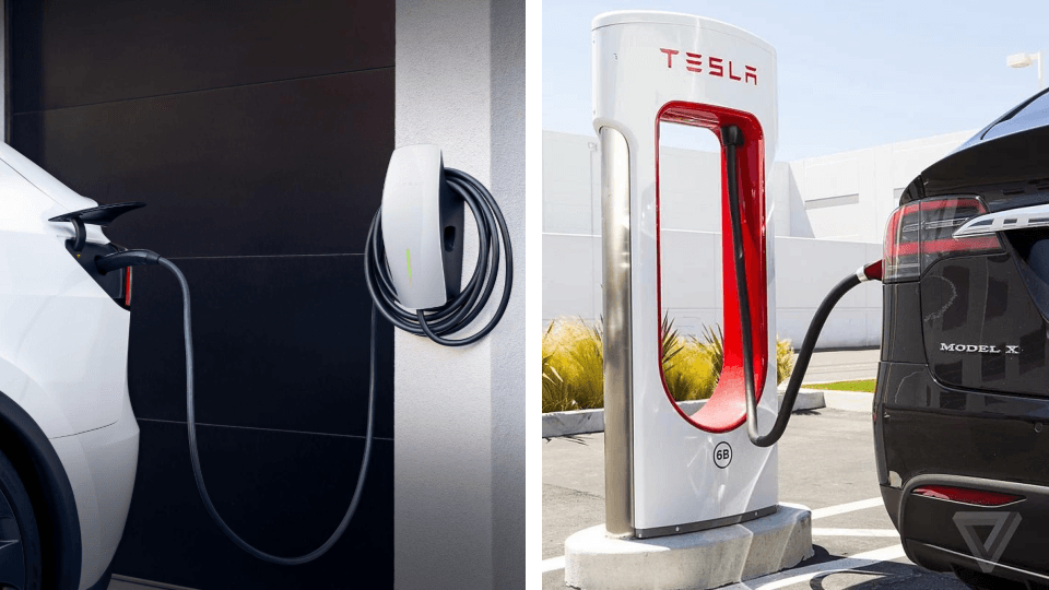 tesla being charged tesla being charged