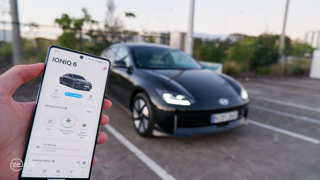 Hyundai Ioniq 6 Bluelink mobile app and blind-spot camera