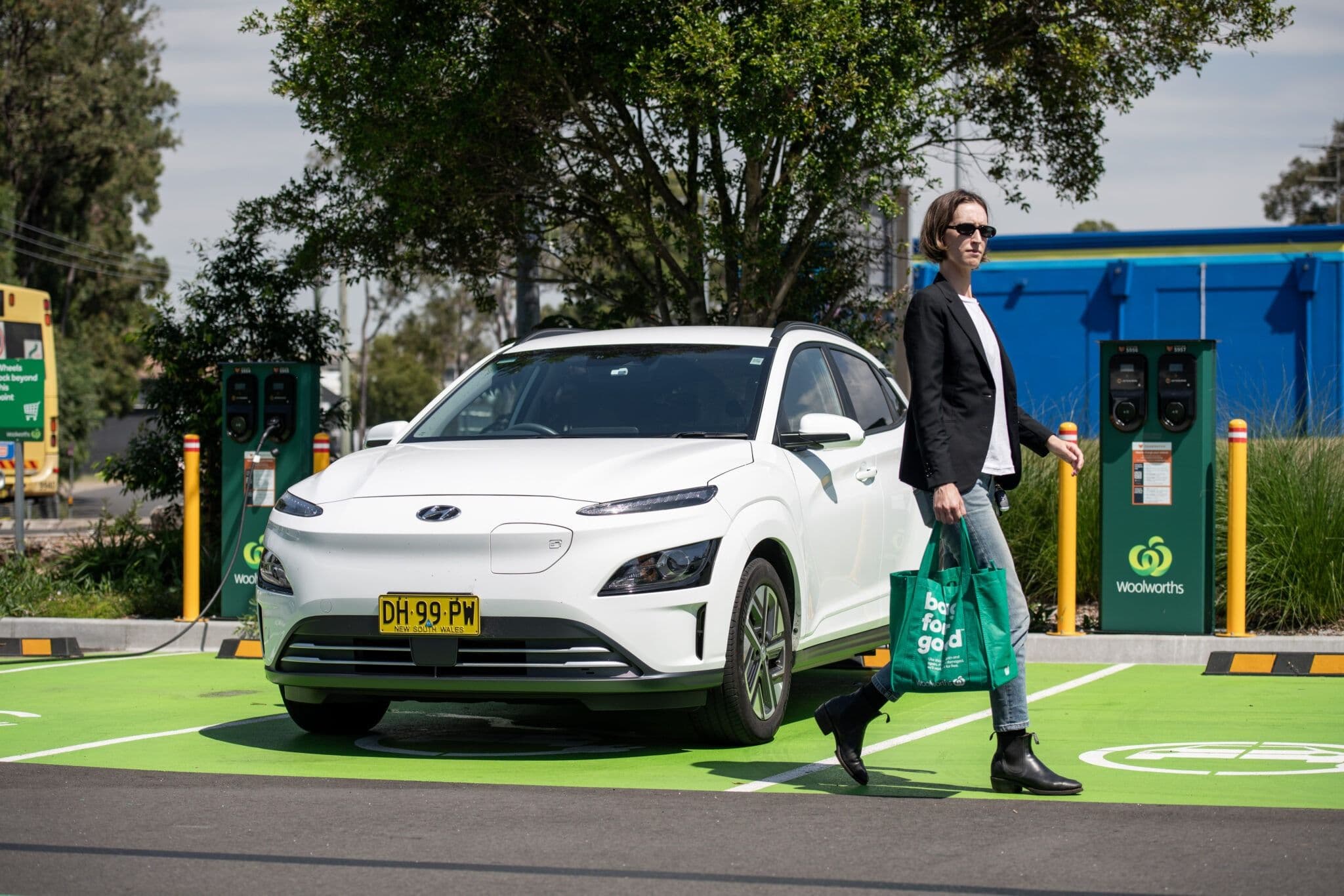 JET Charge public charging bays at a wooloworths site JET Charge public charging bays at a wooloworths site