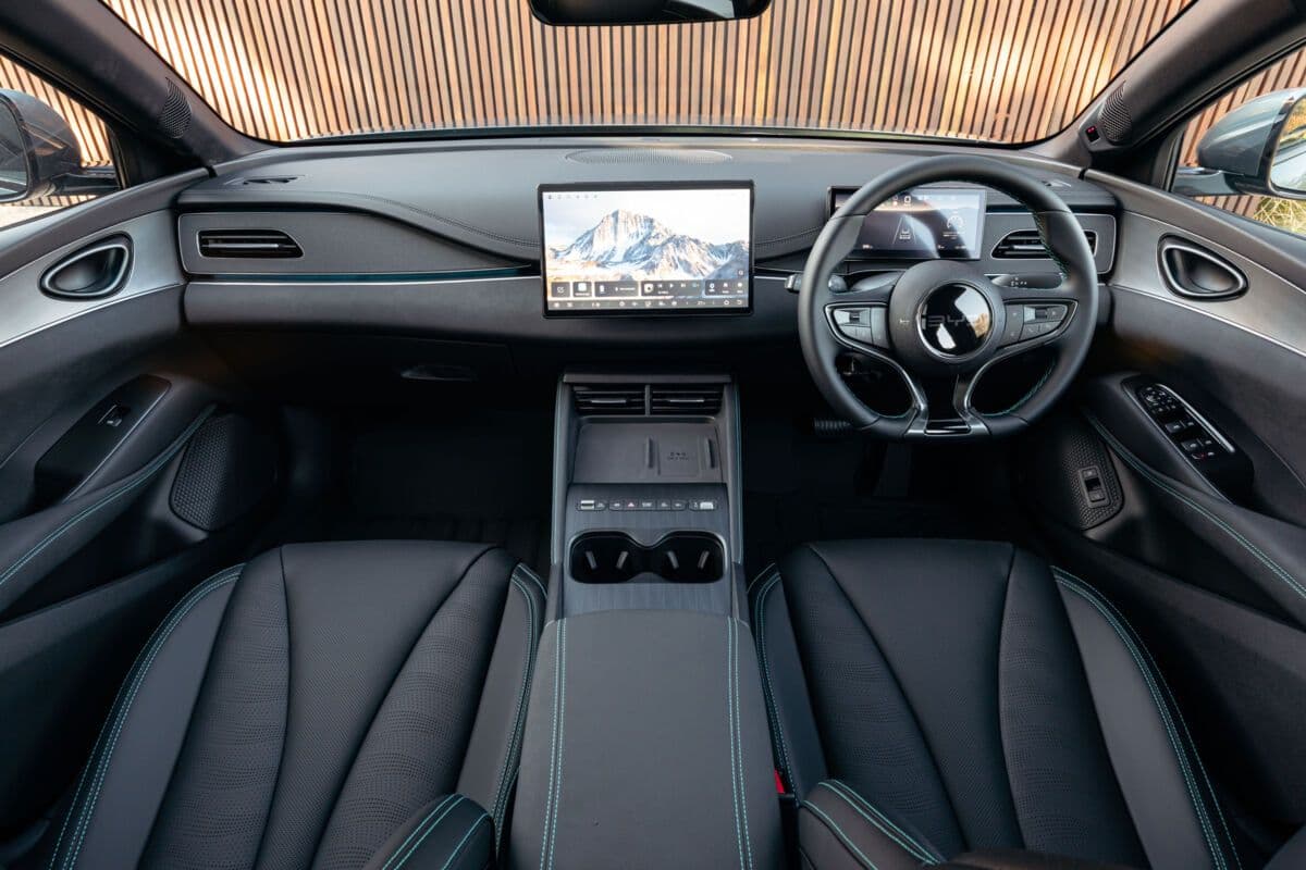 BYD Seal 6 Touring interior showing 12.8-inch touchscreen BYD Seal 6 Touring interior showing 12.8-inch touchscreen