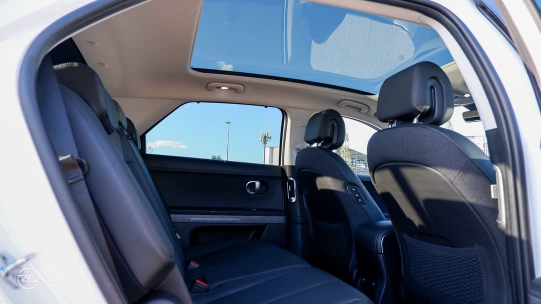 Hyundai Ioniq 5 black interior rear row and glass roof Hyundai Ioniq 5 black interior rear row and glass roof