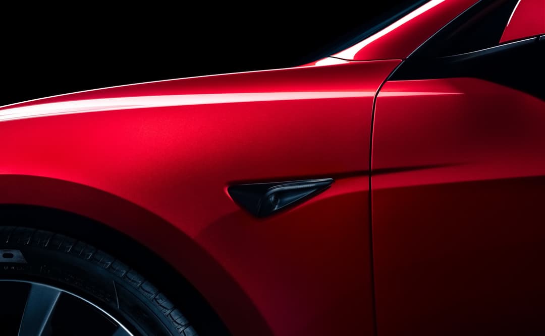 Tesla Model 3 in factory and rear C-pillar