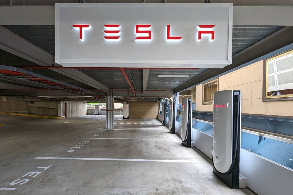 Australia's largest Tesla Supercharger station with multiple charging stalls Australia's largest Tesla Supercharger station with multiple charging stalls