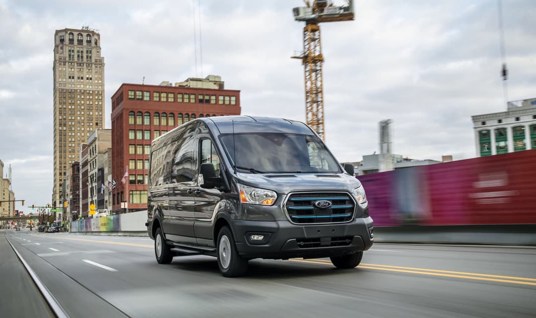 Ford E-Transit driving Ford E-Transit driving