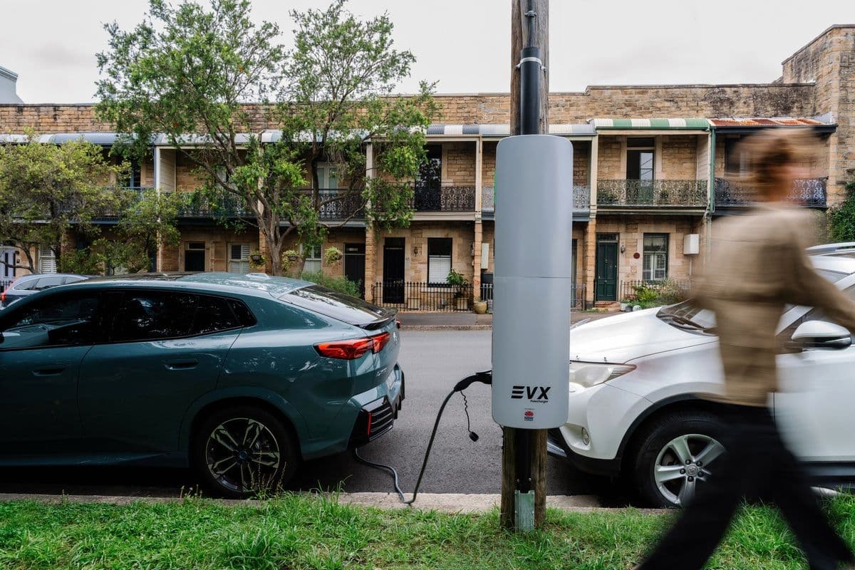 EVX kerbside charging station mounted on street pole EVX kerbside charging station mounted on street pole
