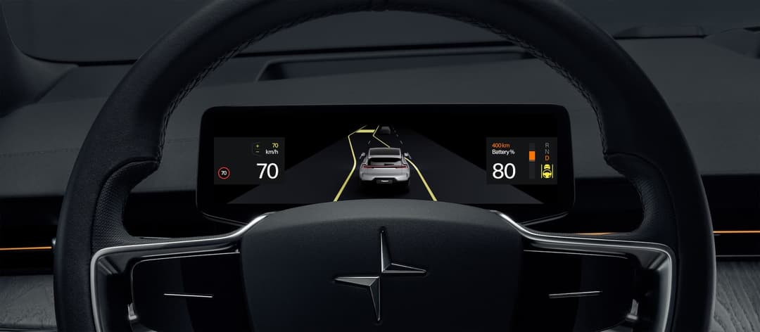 Polestar 3 EV instrument cluster and tail-lights