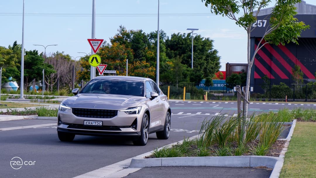 Polestar 2 driving on street Polestar 2 driving on street