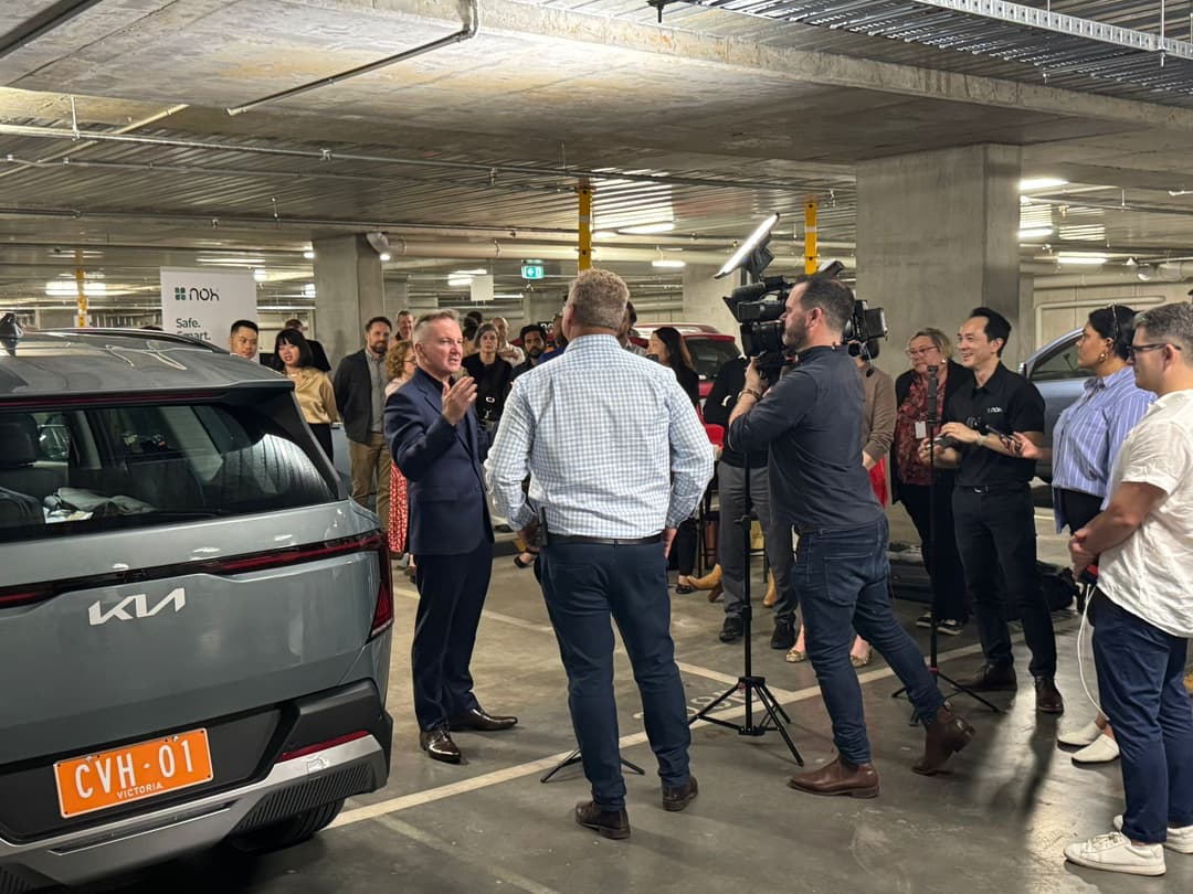Minister Chris Bowen speaking at the launch of Australia's largest EV-enabled building Minister Chris Bowen speaking at the launch of Australia's largest EV-enabled building