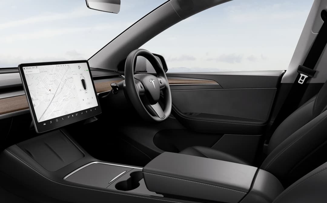 Tesla Model Y black wood interior Tesla Model Y black wood interior