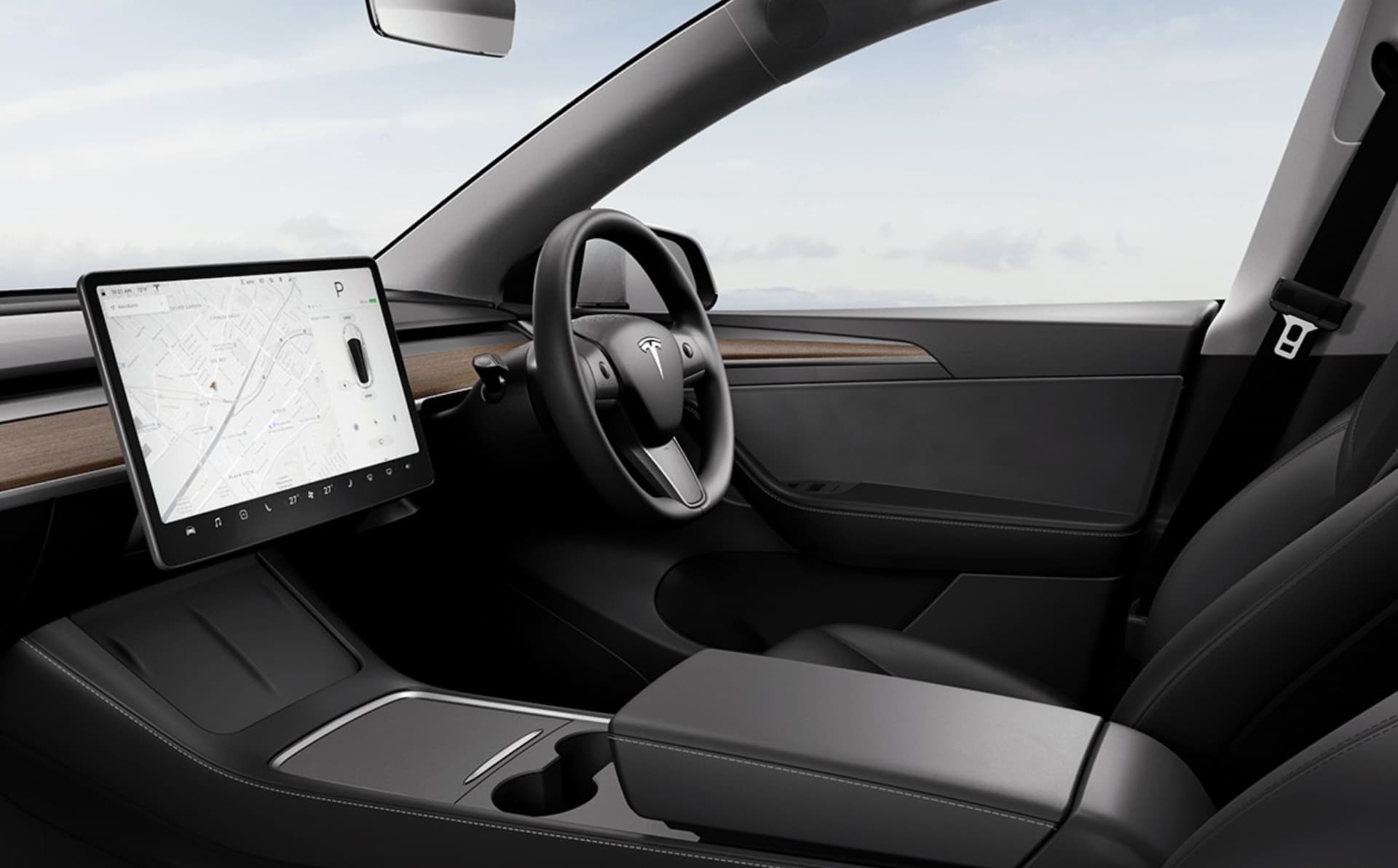 Tesla Model Y black wood interior Tesla Model Y black wood interior