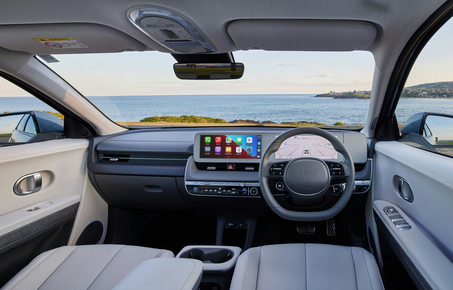 Hyundai Ioniq 5 white interior and dashboard