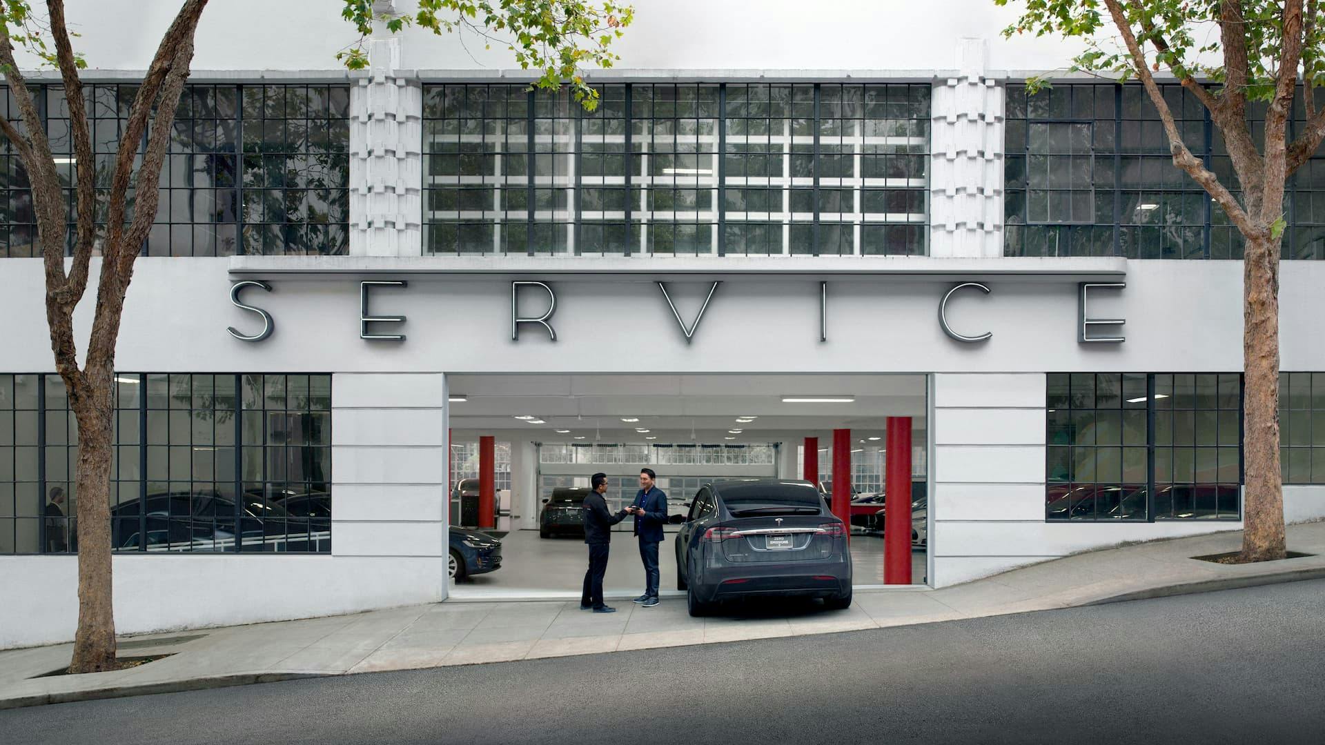 Tesla servicing centre outside