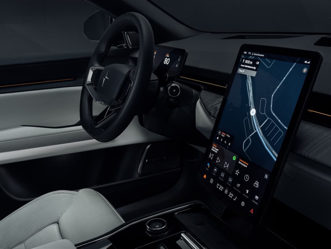 Polestar gold seatbelt and Polestar 3 interior