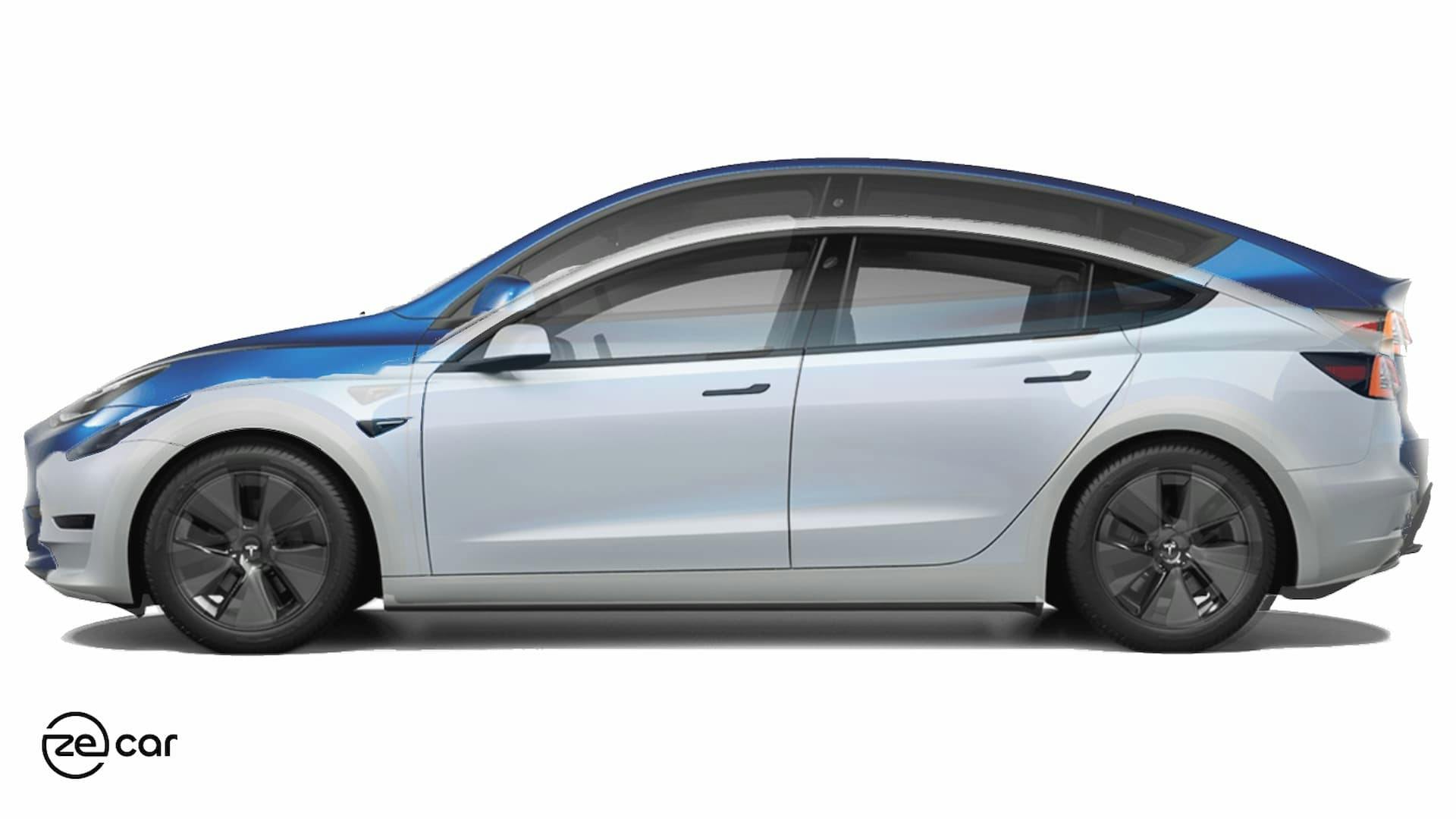 Tesla Model 3 and Model Y side profile overlay